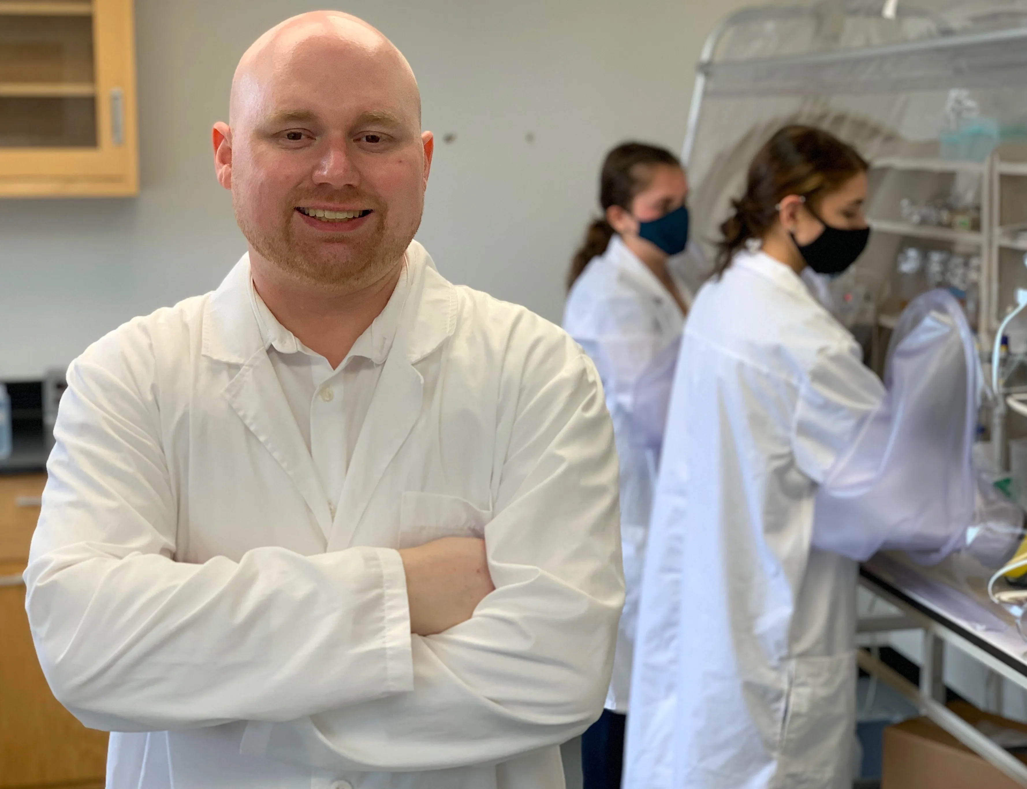 Brantley Hall in his lab